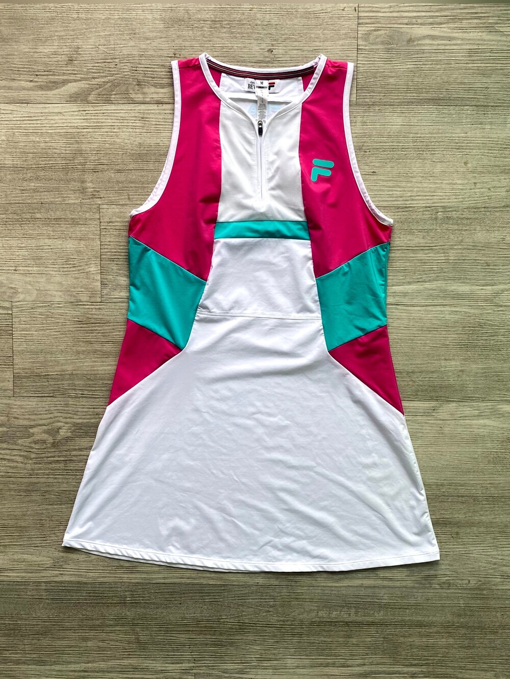 Fila Tennis Dress Pickleball Sporty Quarter Zip Christopher Bevans Pink Green